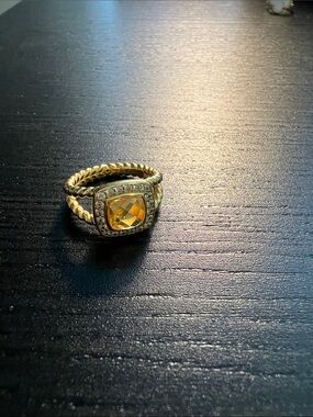 Gold-Tone Citrine Halo Stackable Ring